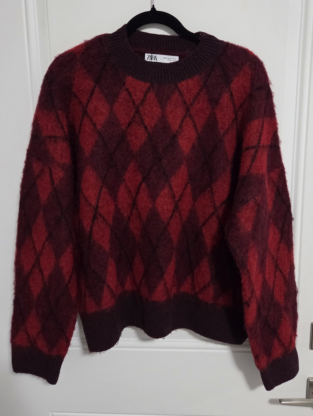 Zara Women's Wool Alpaca Blended Diamond Knit Sweater - Size M